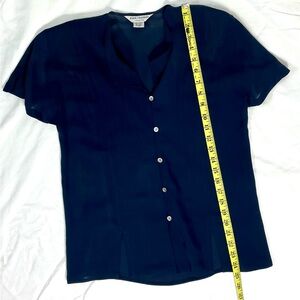 Oversized Paul Stanley Navy Silk Blouse